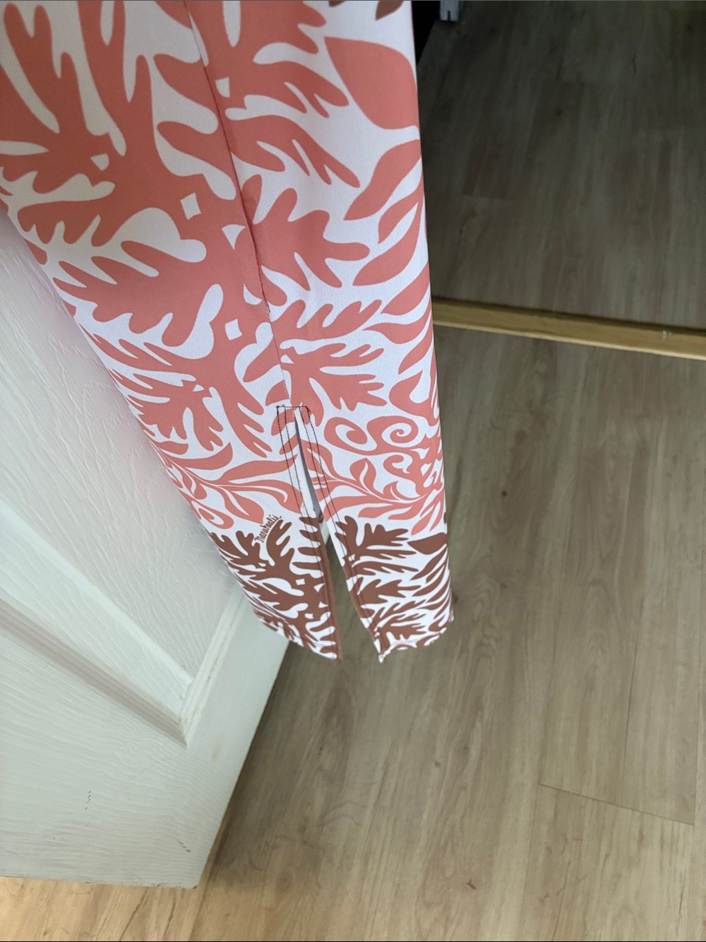 Manuhealii Coral Pink & Brown Off-Shoulder Maxi Dress - Picture 5 of 6